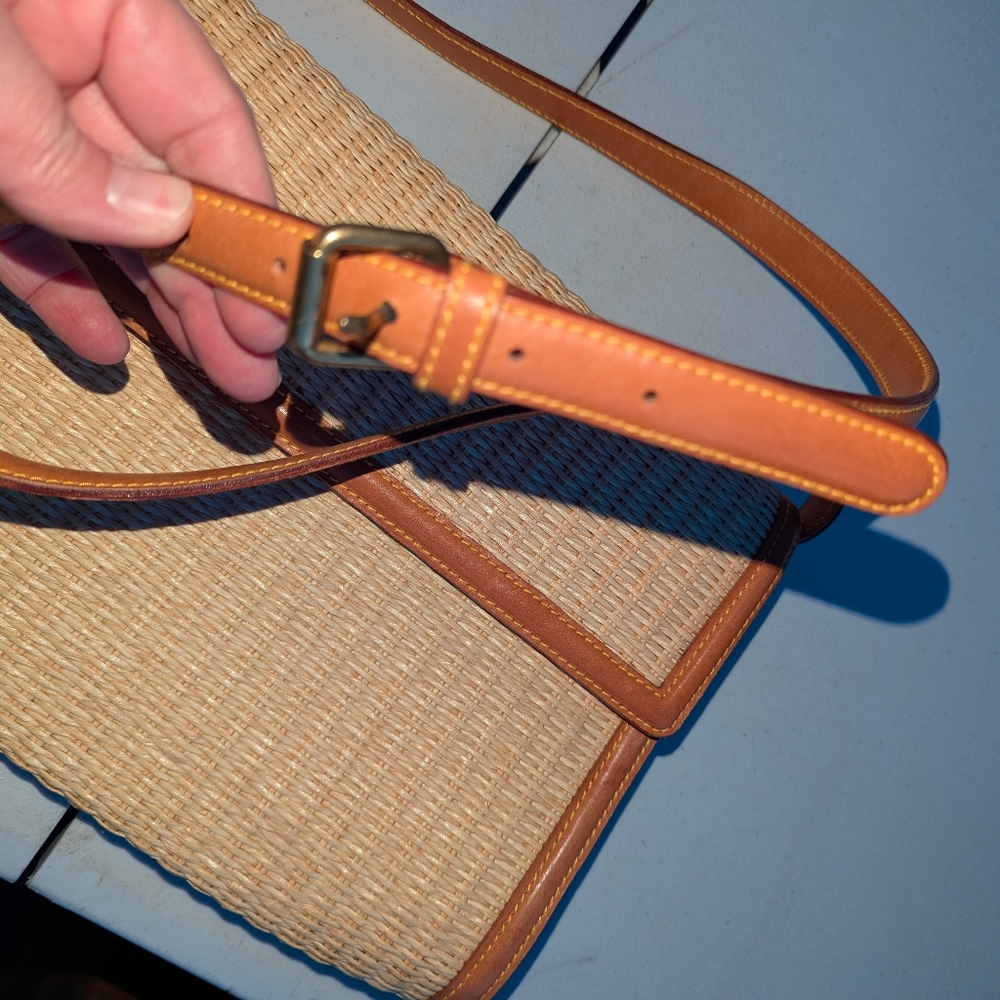 Ralph Lauren Woven Straw Crossbody with Brown Leather Trim - Picture 5 of 5